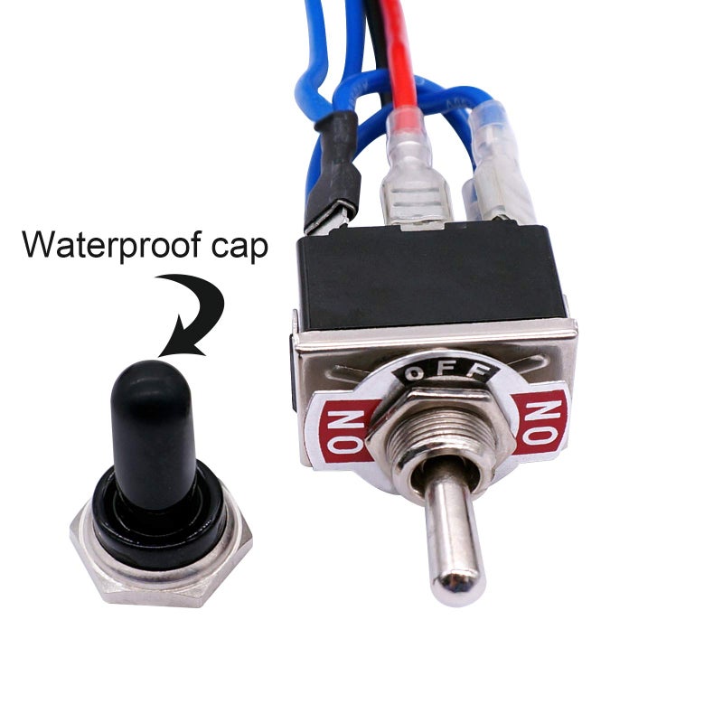 TWTADE Waterproof Momentary Reverse Polarity Switch 12V 10 Amps DC Motor Control 6 Pin 3 Position (ON)/Off/(ON) Metal DPDT Toggle Switch with Waterproof Boot Cap and 21mm Terminal Wires E-TEN-223-DMX - Image 3